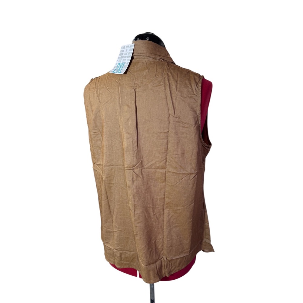 LuLaRoe Roxanne Sleeveless Button Up Vest Top Shirt Tan 2XL - Picture 3 of 3